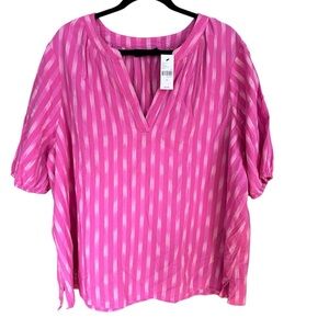 Lane Bryant Pink Short Sleeve Blouse 100% Cotton Size 20 New with tags
